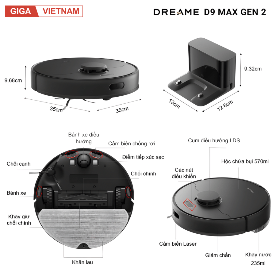 Dreame D9 Max Gen 2 - Robot Hút Bụi Lau Nhà 2026 tại Giga Việt Nam x Vua Nhà Bếp Đức 19