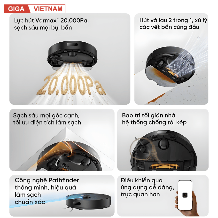 Dreame F20 - Robot Hút Bụi Lau Nhà Hiện Đại 2026 tại Giga Việt Nam x Vua Nhà Bếp Đức 03
