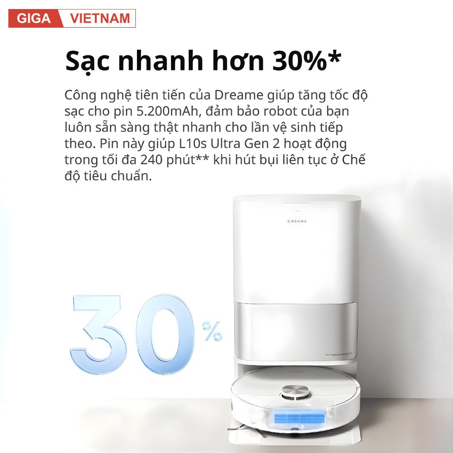 Dreame L10s Ultra Gen 2 - Robot Hút Bụi Lau Nhà 2026 tại Giga Việt Nam x Vua Nhà Bếp Đức 10