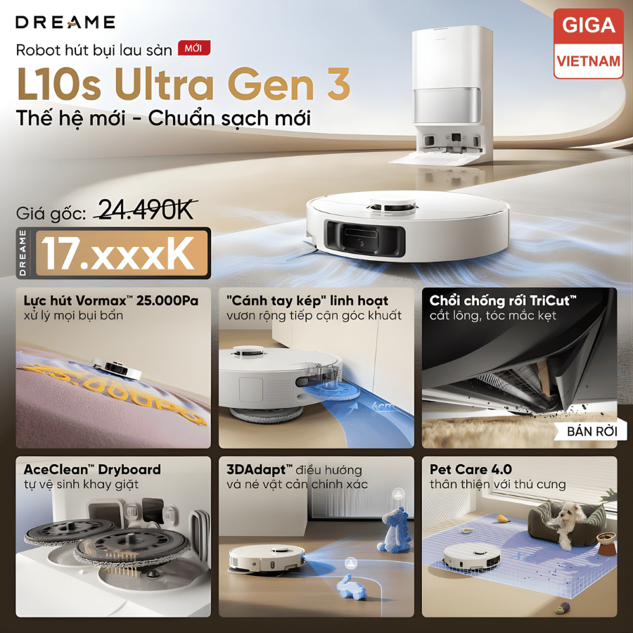 Dreame L10s Ultra Gen 3 - Robot Hút Bụi Lau Nhà 2026 tại Gga Việt Nam x Vua Nhà Bếp Đức 02