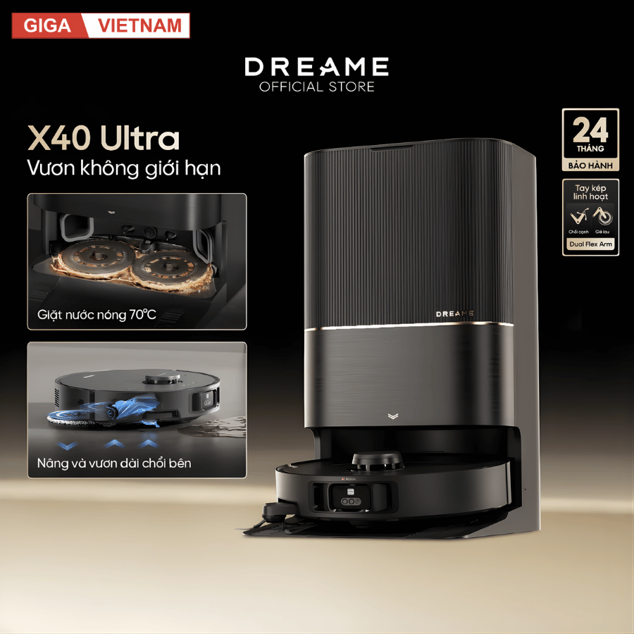 Dreame X40 Ultra - Robot Hút Bụi Lau Nhà 2026 tại Giga Việt Nam x Vua Nhà Bếp Đức 02