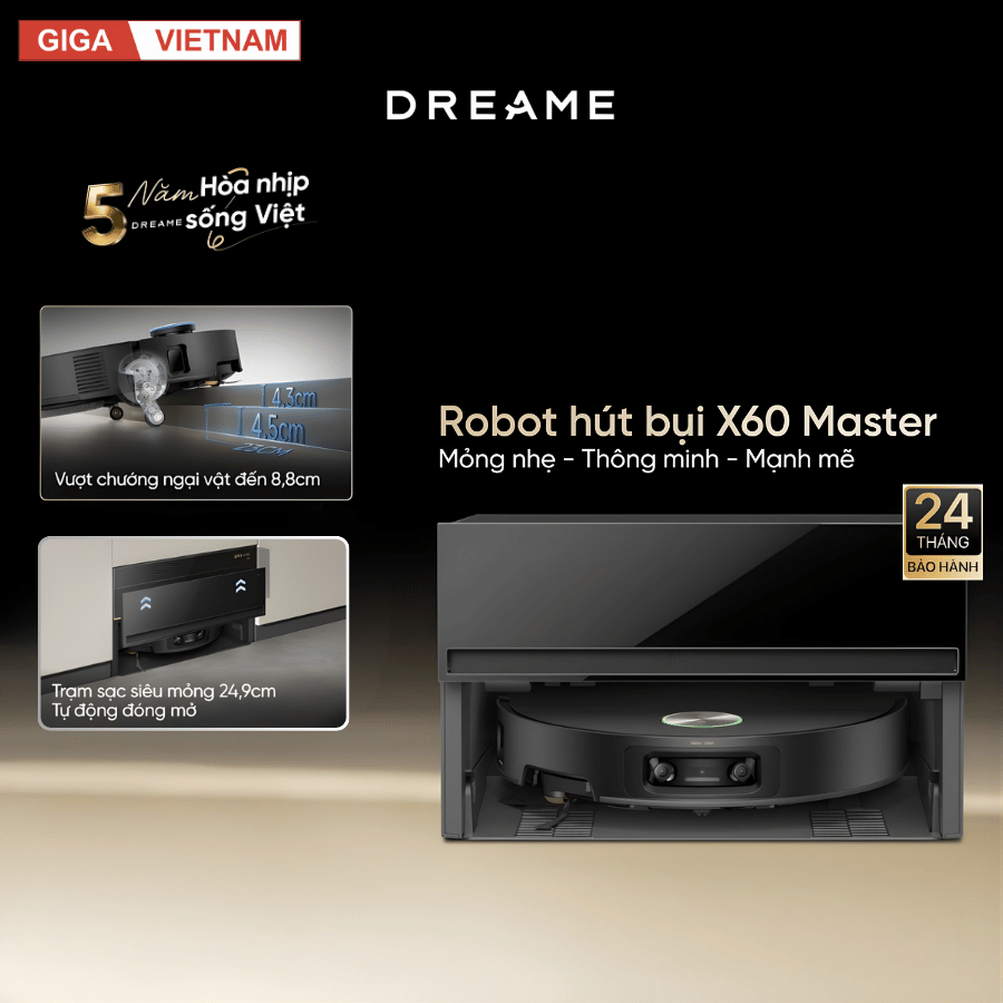 Dreame X60 Master - Robot Hút Bụi Lau Nhà 2026 tại Giga Việt Nam x Vua Nhà Bếp Đức 02