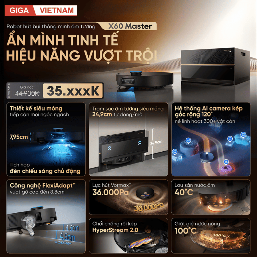 Dreame X60 Master - Robot Hút Bụi Lau Nhà 2026 tại Giga Việt Nam x Vua Nhà Bếp Đức 03