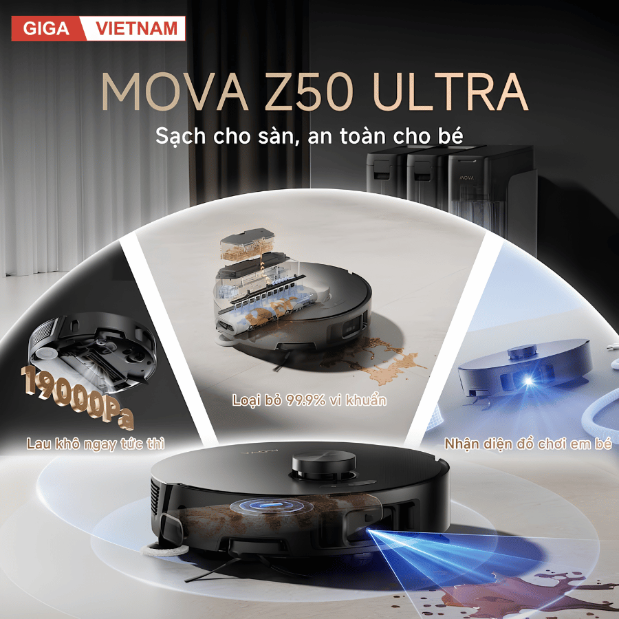 Mova Z50 Ultra  - Robot Hút Bụi Lau Sàn 2026 tại Giga Việt Nam x Vua Nhà Bếp Đức 02