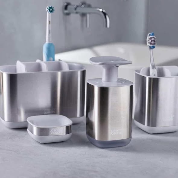 SET KHAY ĐỰNG BÀN CHẢI, KEM ĐÁNH RĂNG và BÌNH ĐỰNG NƯỚC RỬA TAY JOSEPH INOX 70551