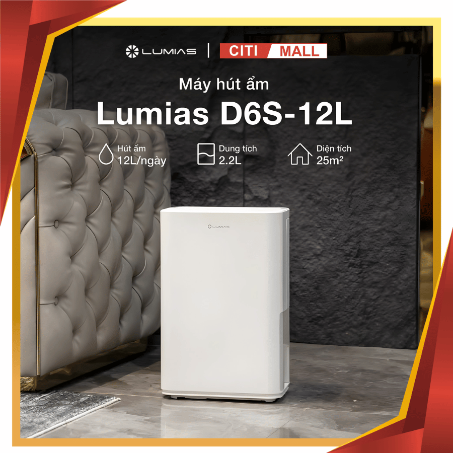 Lumias D6S-12L - Máy Hút Ẩm Kiêm Lọc Không Khí