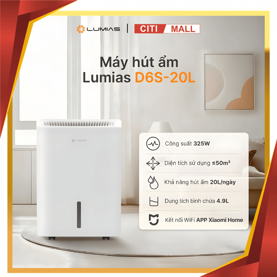 Lumias D6S-20L - Máy Hút Ẩm Kiêm Lọc Không Khí