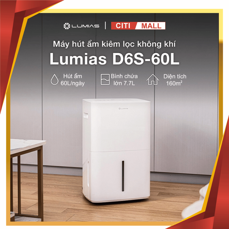 Lumias D6S-60L - Máy Hút Ẩm Kiêm Lọc Không Khí