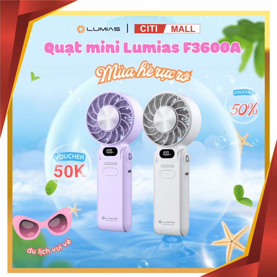 Quạt tích điện cầm tay mini Lumias F3600A