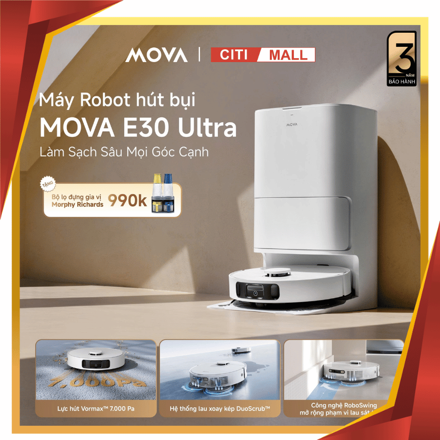 Mova E30 Ultra - Robot Hút Bụi Lau Sàn 2026