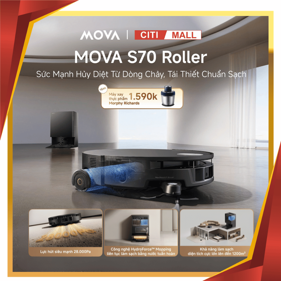 Mova S70 Roller - Robot Hút Bụi Lau Sàn 2026