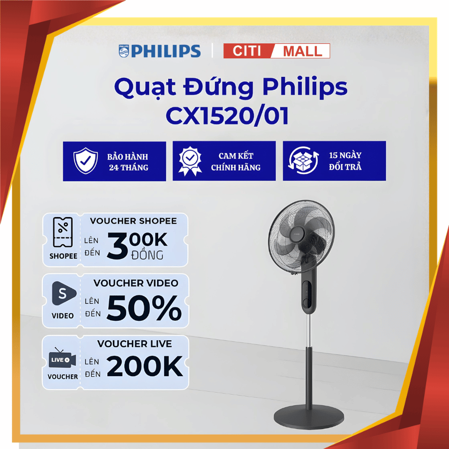 Quạt cây đứng Philips CX1520/01 - Quạt Hiện Đại 2026