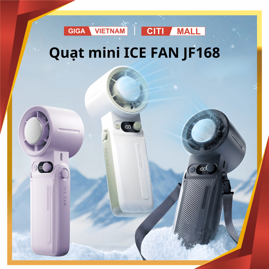 Quạt cầm tay Mini JF168 - 6000mAh, Sò lạnh TEC hạ nhiệt tức thì 12°C