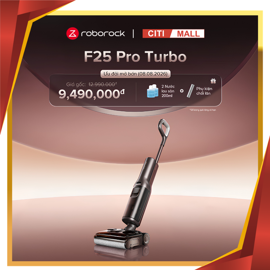 Roborock F25 Pro Turbo - Máy Hút Bụi Lau Sàn 2026