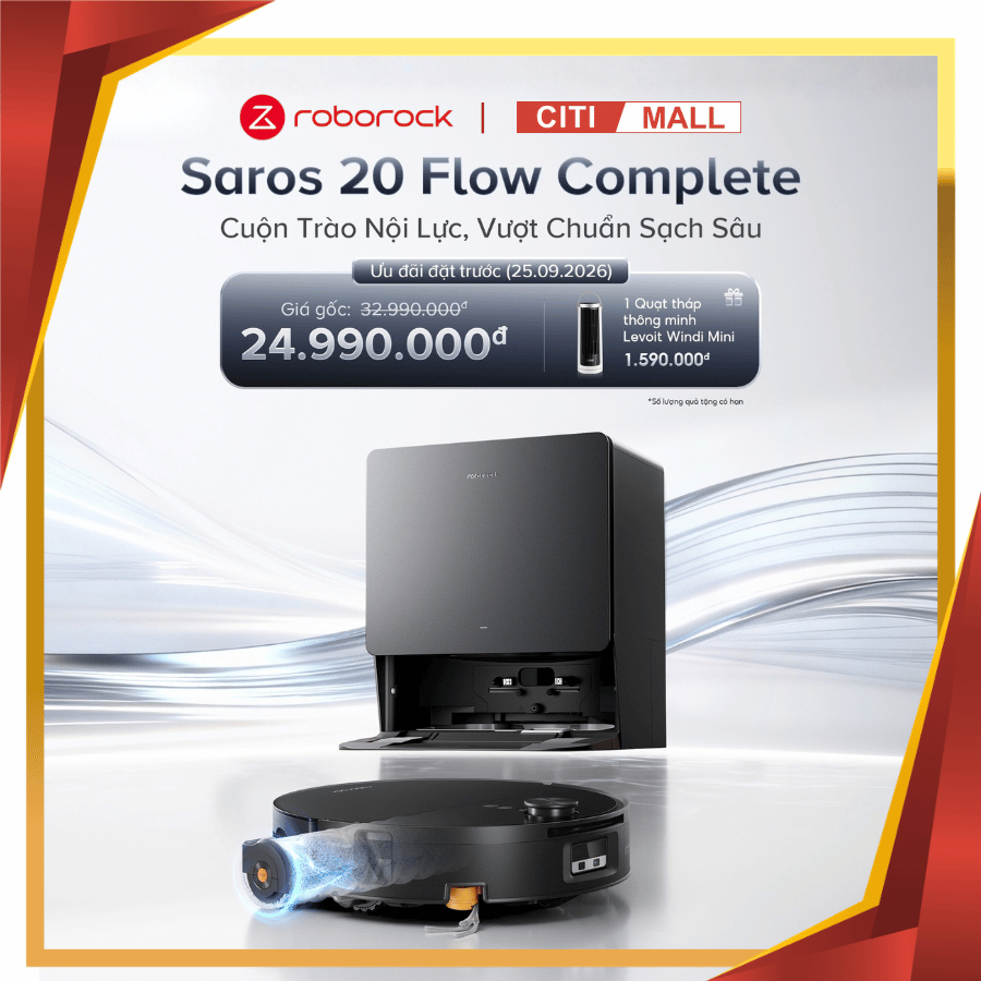 Roborock Saros 20 Flow - Robot Hút Bụi Lau Nhà 2026