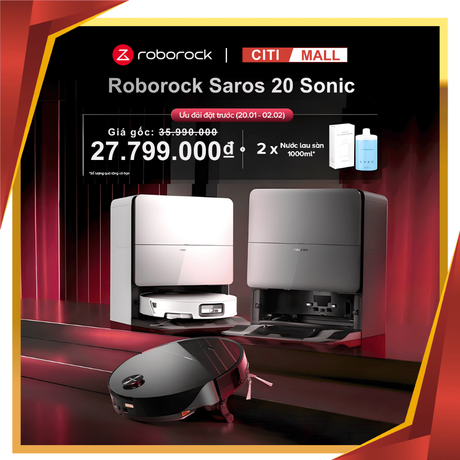 Roborock Saros 20 Sonic - Robot Hút Bụi Lau Nhà 2026