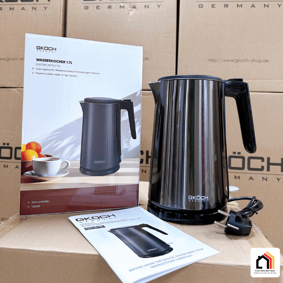 ẤM SIÊU TỐC GKÖCH GERMANY 1,7L 1800W (model: HB-K102) TẠI VUA NHÀ BẾP ĐỨC 08