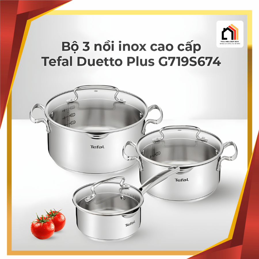Bộ Nồi 3 Món Tefal Duetto Plus G719S674 - Siêu Sale 2025 tại Vua Nhà Bếp Đức 01