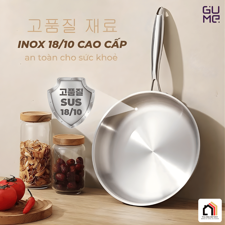 Bộ Chảo Inox 18/10 Nguyên Khối Cao Cấp Gume Korea tại Vua Nhà Bếp Đức 02