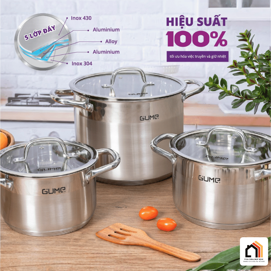 Bộ Nồi 5 Món Inox Gume GMPPS-2201 - Siêu Sale 2026 tại Vua Nhà Bếp Đức 02