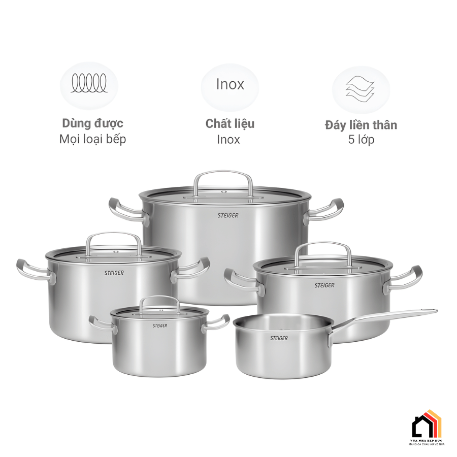 Bộ Nồi 5 Món Steiger Element - Siêu Sale 2026 tại Vua Nhà Bếp Đức 09