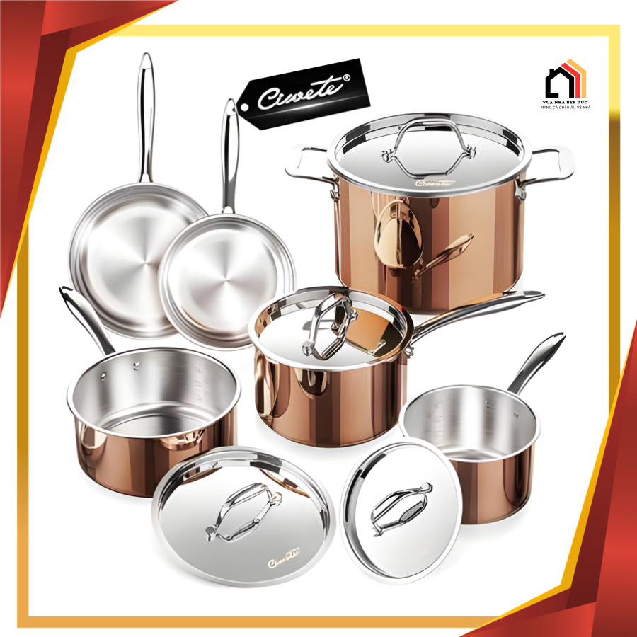 Bộ Nồi Chảo 6 Món Vàng Đồng CIWETE - Siêu Sale 2026