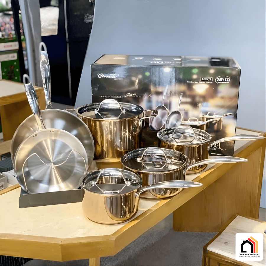 Bộ Nồi Chảo 6 Món Vàng Đồng CIWETE - Siêu Sale 2026 tại Vua Nhà Bếp Đức 09