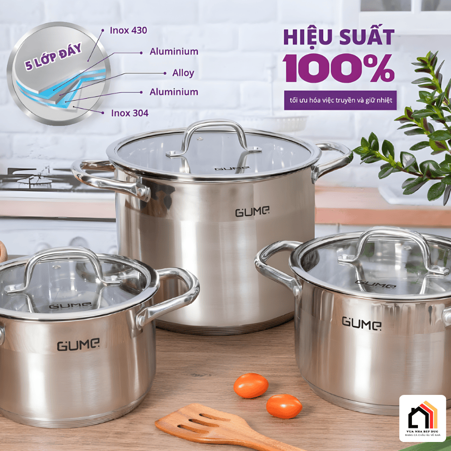 Bộ Nồi 3 Món Inox GUME GMP-20 - Siêu Sale 2026 tại Vua Nhà Bếp Đức 02