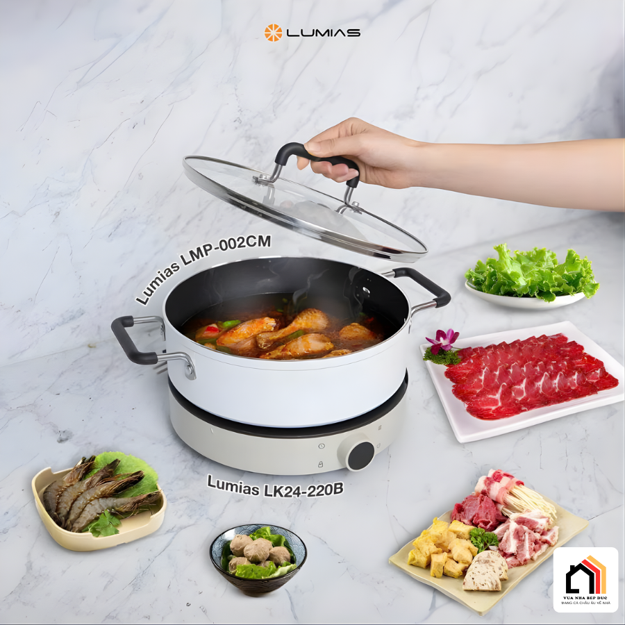 Bộ Nồi Lẩu Lumias Hàn Quốc Gồm Nồi và Bếp Từ 2000W tại Vua Nhà Bếp Đức-02