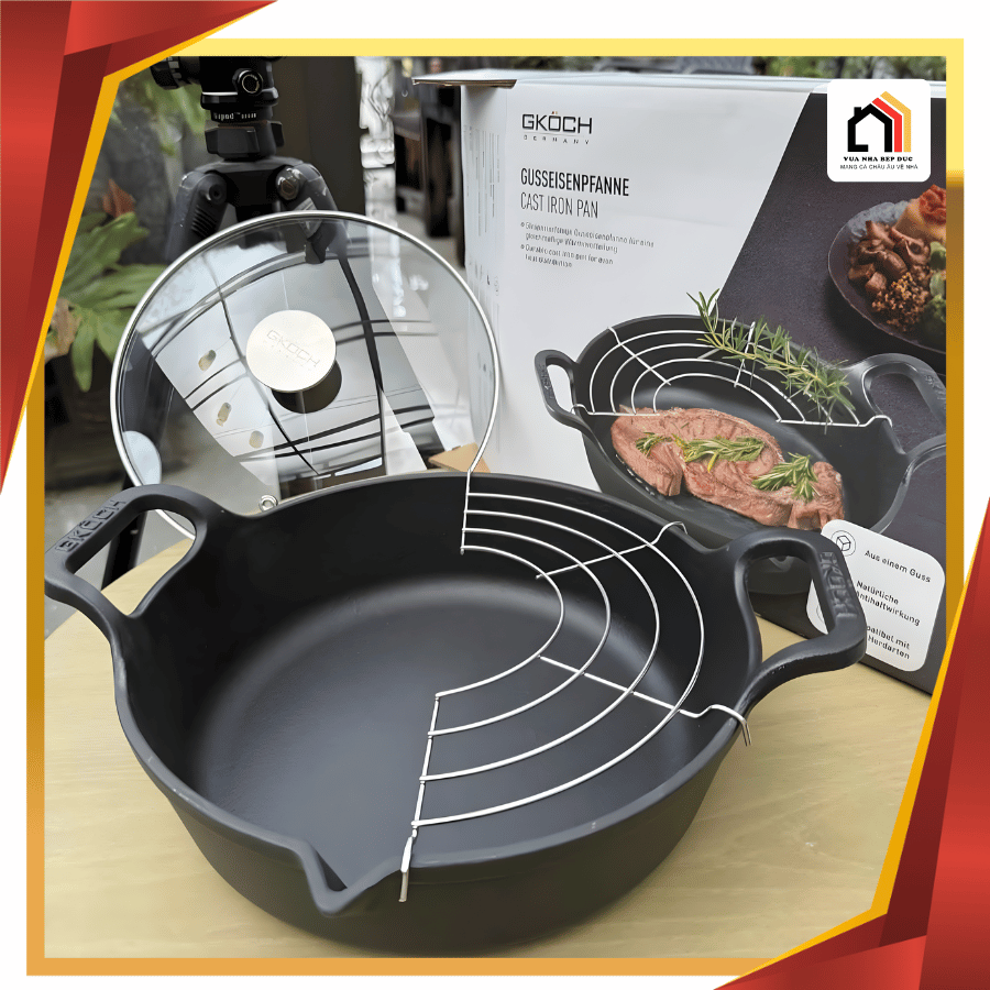 Chảo Gang Nguyên Khối Mỏ Quạ GKÖCH CIP-21A ø24cm