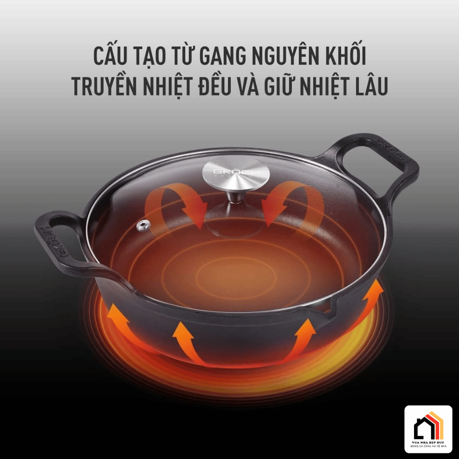 Chảo Gang Nguyên Khối Mỏ Quạ GKÖCH CIP-21A ø24cm tại Vua Nhà Bếp Đức 07