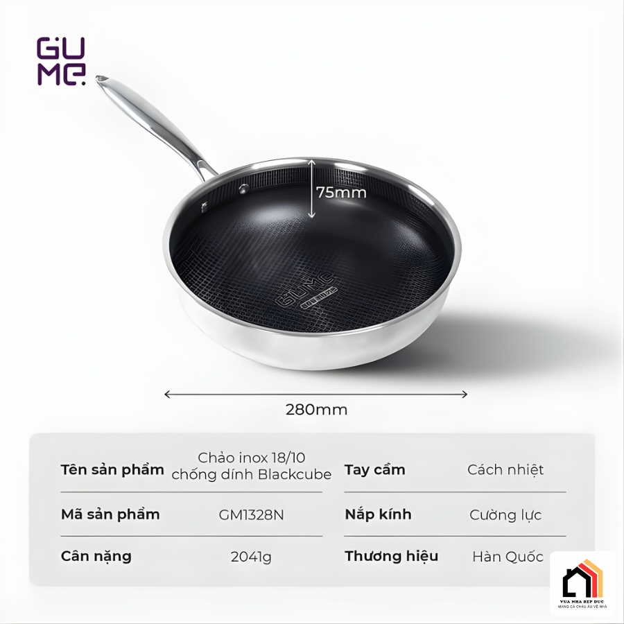 Chảo Inox Chống Dính Blackcube Gume GM1328N tại Vua Nhà Bếp Đức 06