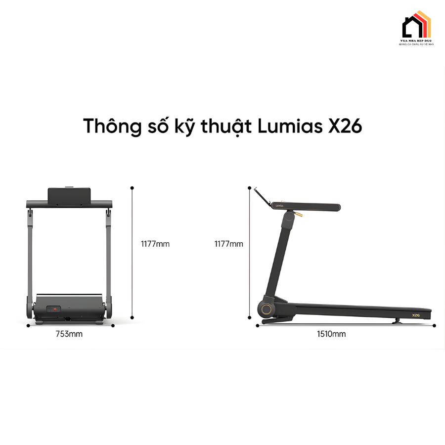 Lumias X26 - Máy chạy bộ leo dốc gấp gọn thế hệ mới 2026 tại Vua Nhà Bếp Đức 15