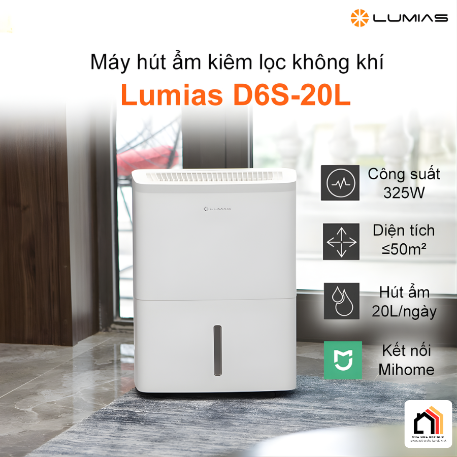 Máy hút ẩm kiêm lọc không khí Lumias D6S-20L tại Vua Nhà Bếp Đức 02