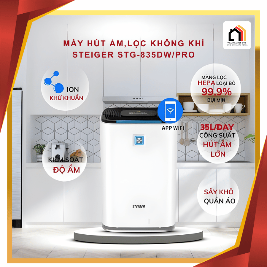 Steiger 835DW/PRO 35L - Máy Hút Ẩm Kèm Lọc Không Khí
