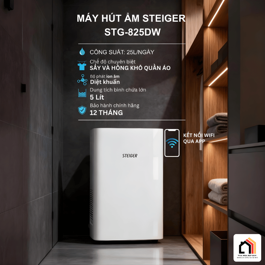 Máy hút ẩm Steiger 825DW/ 25L - Siêu Sale 2026 tại Vua Nhà Bếp Đức 03