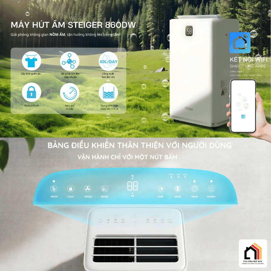 Máy hút ẩm Steiger 860DW/ 60L - Siêu Sale 2026 tại Vua Nhà Bếp Đức 02