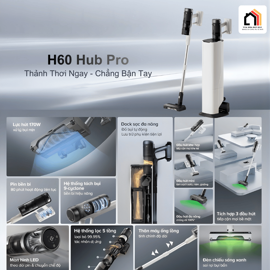 Roborock H60 Hub Pro - Máy hút bụi cầm tay thế hệ mới 2026 tại Vua Nhà Bếp Đức 03