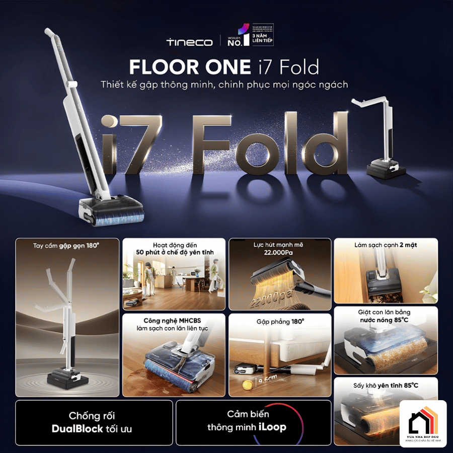 Tineco Floor One I7 Fold - Máy Hút Bụi Lau Nhà 2026 tại Vua Nhà Bếp Đức 02