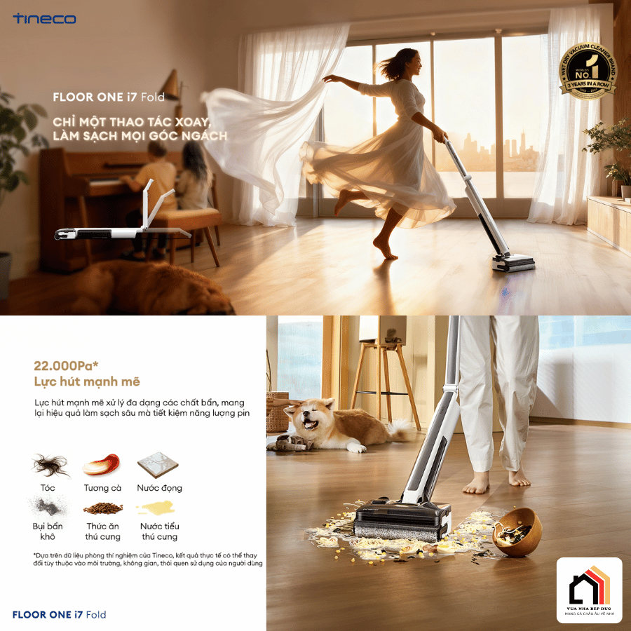Tineco Floor One I7 Fold - Máy Hút Bụi Lau Nhà 2026 tại Vua Nhà Bếp Đức 04