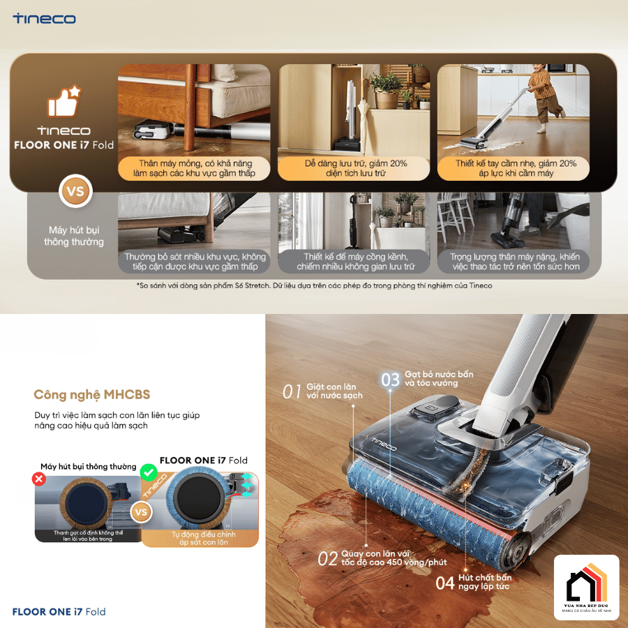 Tineco Floor One I7 Fold - Máy Hút Bụi Lau Nhà 2026 tại Vua Nhà Bếp Đức 06