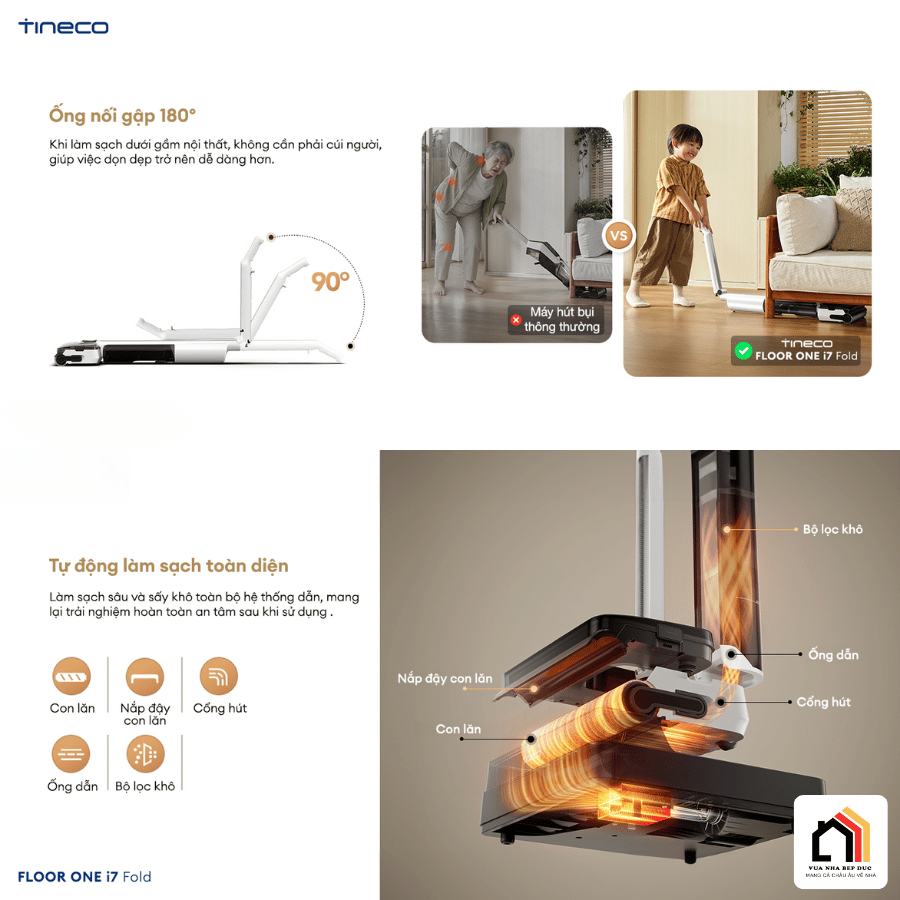 Tineco Floor One I7 Fold - Máy Hút Bụi Lau Nhà 2026 tại Vua Nhà Bếp Đức 09