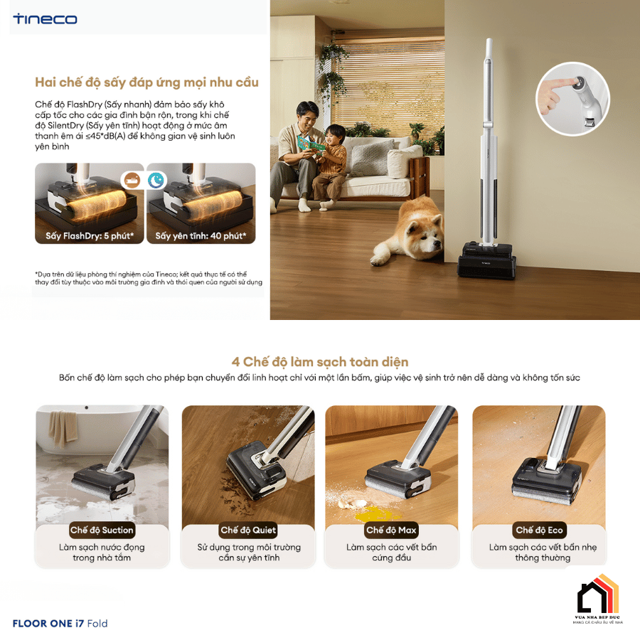 Tineco Floor One I7 Fold - Máy Hút Bụi Lau Nhà 2026 tại Vua Nhà Bếp Đức 11