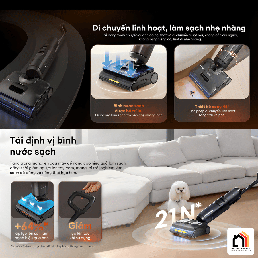 Tineco FLOOR ONE i7 Steam - Máy Hút Bụi Lau Sàn Khô Ướt 2026 tại Vua Nhà Bếp Đức 11