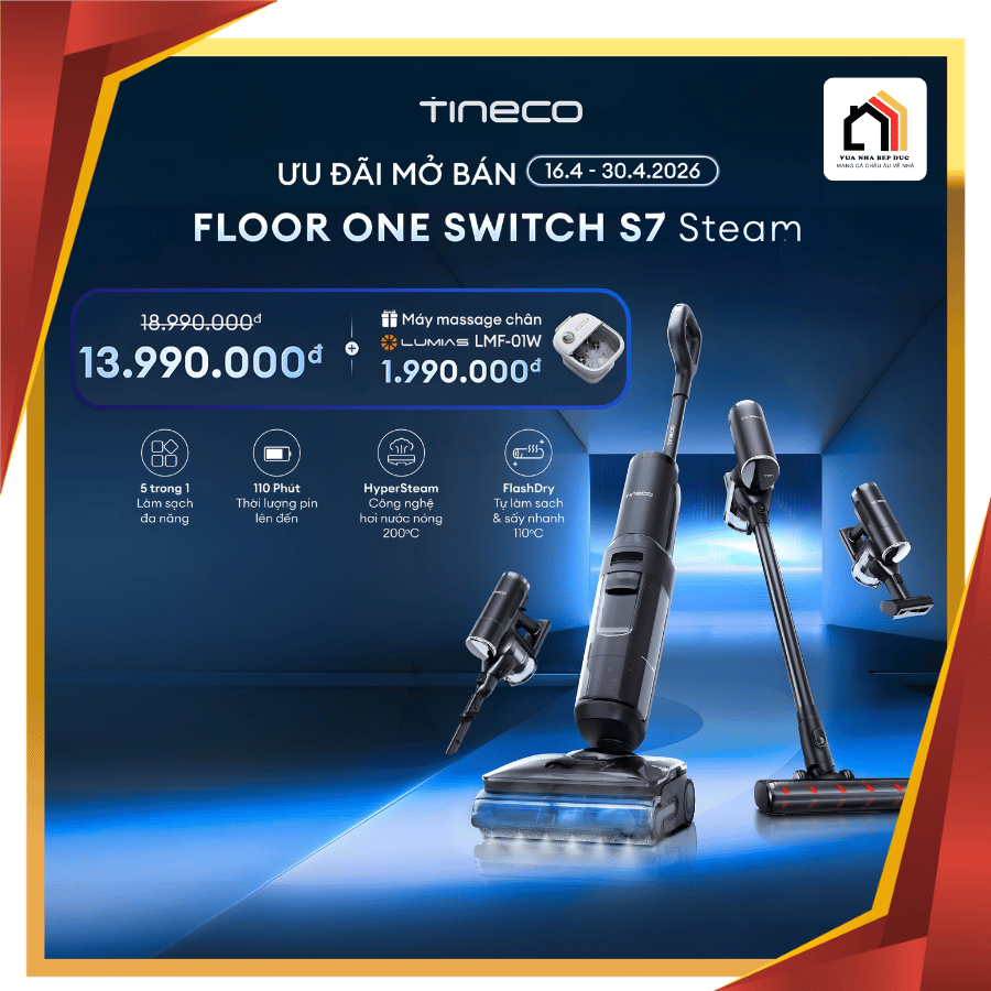 Tineco Floor One Switch S7 Steam - Máy Hút Bụi Lau Sàn Khô Ướt 2026