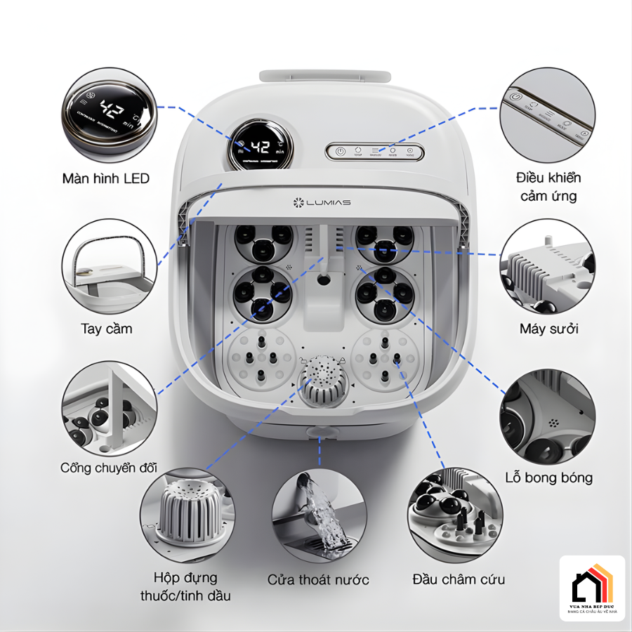 Lumias LMF-01W - Máy massage chân thế hệ mới 2026 tại Vua Nhà Bếp Đức 08