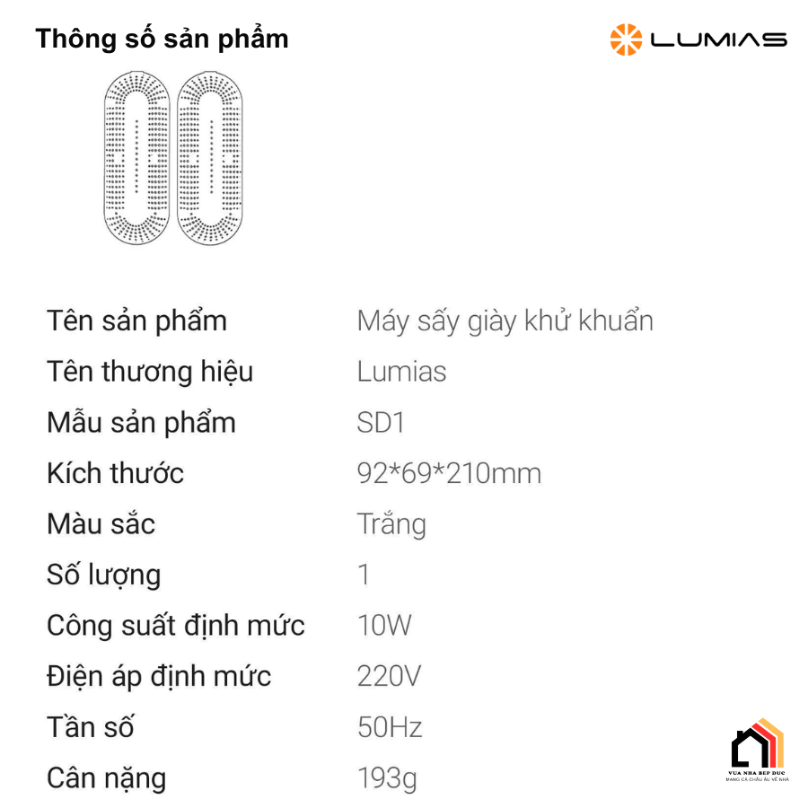 Máy sấy giày Lumias SD1 tại Vua Nhà Bếp Đức 09