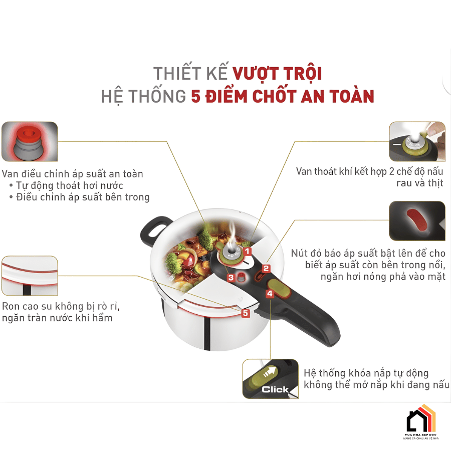 Nồi áp suất Tefal Secure Trendy 6L P2580702 - Siêu Sale 2026 tại Vua Nhà Bếp Đức 08
