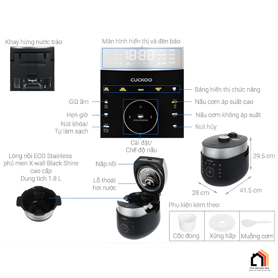 Cuckoo 1.8l CRP-LHTR1009F/BKSIVNCV - Nồi cơm áp suất cao tần tại Vua Nhà Bếp Đức 09