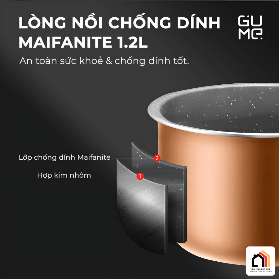Gume 1,2l GM-RC13 - Nồi cơm điện đá Maifanite Gume tại Vua Nhà Bếp Đức 02